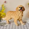 Escultura de Animales Creativa Artesanía de Resina Simulación Perro Golden Retriever Adornos Modelo Perro Guardián Adornos para Sala de Estar Hogar