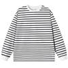 2024 Outono Hong Kong Estilo Novo Masculino Em Torno Do Pescoço Solto Manga Comprida Listrado T-shirt Juventude Casual Esportes Base Camisa Para Homens