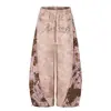 Pantalones deportivos Ganyoou de estilo retro americano con estampado de leopardo tie-dye, patchwork, abalorios y dobladillo curvo para hombre y mujer, pantalones casuales holgados de pierna ancha