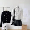 Cardigan de Tricô Bajia 26 Novo Estilo Outono/Inverno Inspirado em Chanel com Fivela de Metal, Estilo Elegante de Socialite e Design de Bolso Duplo para Mulheres