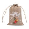 Bolsa de lino navideña, traje, paquete de regalo de dulces navideños, bolsillo con cordón, bolsa de tela pequeña