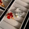 Anillo Abierto de Nácar Blanco para Mujer, Anillo Ajustable para Dedo Índice, Joyería de Alta Gama, Anillo de Diseño de Nicho