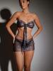 Traje de mujer sexy transfronterizo europeo y americano Amazon, top con cordones y falda de red de pesca con tiras de diamantes de imitación