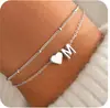 Pulsera de Corazón Transfronteriza de Amazon Nueva Europea y Americana con 26 Iniciales Inglesas, Joyería Moderna, Tendencia, Sencilla y Elegante