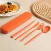 Set de Vajilla Amazon Cuchillo, Tenedor y Cuchara de Paja de Trigo Portuguesa para Niños y Estudiantes Juego Completo Portátil para el Hogar
