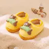Pantuflas de algodón Little Deer Mili, felpudas y lindas con diseño de oso de dibujos animados, pantuflas peludas sin cordones antideslizantes para interiores para mujer