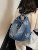 Bolso Retro de Mezclilla para Mujer, Bolso Cruzado de Gran Capacidad para el Trabajo, Nuevo Estilo 2026 Bolso de Hombro Único con Letras, Moderno