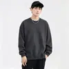 Sudadera casual de algodón chino de peso pesado para jóvenes, color liso, cuello redondo, manga larga, para primavera y otoño, simple y versátil, venta al por mayor del fabricante