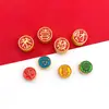 Personaje de Bendición de Año Nuevo, Personaje Atractor de Fortuna, Cuentas Espaciadoras de Agujero Grande Estilo Chino, Pulsera DIY Hecha a Mano, Collar, Cuentas Sueltas, Accesorios para Joyería
