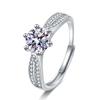 Anel de imitação de diamante de transmissão ao vivo com oito corações e oito flechas, anel feminino de 1 quilate, clássico, seis garras, anel de casamento, fábrica de anéis de diamante em estoque, atacado