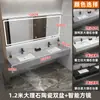 Lavabo de Doble Seno para Baño Público, Lavabo de Mármol de Triple Seno, Juego de Gabinetes para Baño, Lavabo Comercial para Hotel