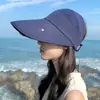 Sombrero de Sol de Verano Grande para Pasajero, Sombrero de Sol con Visera Amplia para Mujer, Cubre Rostro, Sombrero de Sol para Exteriores Todo Fósforo con Cordón para Capucha