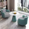 Conjunto de Mesa e Cadeiras de Reunião de Luxo Leve com Camada Dupla para Negociações e Recepções de Escritório, Apresentando Design de Mobiliário com Mesa Redonda e Cadeiras Individuais Confortáveis
