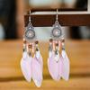 Pendientes de Plumas de 13+1 Colores Pendientes Artesanales Redondos con Gota de Aceite Estilo Étnico Retro Resort Tu Tixi