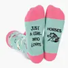 Meias femininas da nova moda Explosões europeias e americanas AB assimétricas sola de cavalo letras jacquard da moda meias de algodão rosa