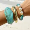 Joias Transfronteiriças Europeias e Americanas, Pulseira de Resina Macaron Gradiente Simples Versátil, Conjunto de Pulseiras Empilháveis Moderno e Elegante