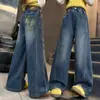 Calças Infantis Primavera e Outono 2026 Nova Moda Jeans Reto para Crianças Jeans Largos Soltos para Crianças Maiores e Alunos do Ensino Fundamental