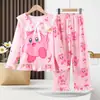 Pijama para Mulheres Primavera e Outono Fofo Gola Boneca Conjunto de Menina Novo Estilo 2025 Pode Ser Usado Fora Roupas de Casa de Manga Longa
