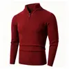 Suéter Masculino Cruzado Outono Inverno Nova Moda Casual Versátil com Meio Zíper Camada Base Tricot