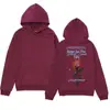 Sudadera con capucha de diseño de marca de moda con estampado de rosa y llama es simple y versátil