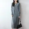 26 Otoño Invierno Nuevo Retro Nuevo Estilo Chino Vestido de Punto con Botón de Perla Único Vestido de Lana Holgado Perezoso Vestido Base
