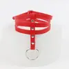 YSF Punk Moderno Estilo Harajuku Cuello de PU Estilo Callejero Europeo y Americano Collar con Remaches de Barra Gargantilla de Cuero de 3 Filas con Anillo Redondo