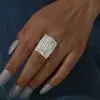 Anillo Abierto Brillante de Cristal de Alta Gama Explosiones Europeas y Americanas Anillo Geométrico de Diamante de Pedrería para Mujer