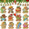 Nuevo Juego de 24 Piezas de Hombre de Jengibre Navideño, Adornos de Madera Colgantes, Estilo Vintage, Adornos Colgantes de Madera de Hombre de Jengibre Navideño