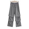 Calça macacão feminina Spice Girls Europeia e Americana com cintura elástica, pregas pinçadas, visual slim, perna reta, perna larga, calça casual