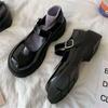 Zapatos de cuero estilo francés retro británico para mujer, primavera 2023, nuevos zapatos de hada perlada de una sola capa con suela gruesa Mary Jane