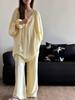 Estilo Francés Talla Grande Algodón Seda Pijama para Mujer 2025 Primavera y Otoño Holgado Cómodo Seda Manga Larga Pantalones Ropa de Casa Traje Ropa de Exterior