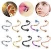 Ponto de fábrica anel SBR em forma de S de aço inoxidável brinco espiral unha de sobrancelha piercing de nariz atacado aço titânio piercing de lábio piercing de tímpano