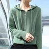 Jaqueta Cardigã Tricotada com Capuz para Mulheres 2025 Novo Outono e Inverno Estilo Elegante Preguiçoso Solto Casual Espessado Suéter com Capuz