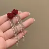 Brincos de Miçangas com Laço Vermelho para Outono e Inverno para Mulheres, Brincos de Alta Qualidade, Novos Brincos Vermelhos Estilo Chinês 2025
