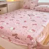 Cubrecama Infantil de Felpa de Leche Sanrio Más Terciopelo Cálido de Invierno Cubierta de Cama Cubierta para Colchón Gato Lindo