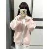 Sudadera con Capucha Gruesa de Terciopelo Personalizada para Mujer Otoño e Invierno 2025 Ropa de Trabajo Holgada de Moda Versátil Chaqueta de Cremallera