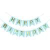 Banner de Feliz Cumpleaños Transfronterizo, Bandera Colgante de Letras Grandes Estampadas en Oro, Decoración de Fiesta Cola de Pez, Banderines Coloridos, Arreglo de Boda