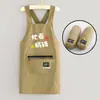 Delantal simple resistente al agua para uso en la cocina y el hogar, elegante delantal de cintura para adultos, adecuado para comer y trabajar, no necesita atarse, ropa de trabajo con logo impreso