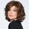 Pelucas de Comercio Exterior Europeas y Americanas para Mujeres Africanas, Cabello Sintético Marrón Corto Rizado Esponjoso, Cabello Rizado Corto en Stock de Fábrica