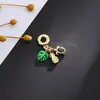 Nuevo Colgante de Hilo Dorado, Hojas Tropicales, Colgante de Piña y Pez, Incrustado con Joyería de Piedras Preciosas de Esmalte Colorido