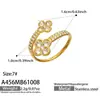 Anillo de Acero Inoxidable Chapado en Oro para Mujer, Estilo INS, Anillo de Dedo Índice de Alta Gama, Corazón Cruzado, Trébol de Cuatro Hojas, Completamente con Circonita