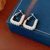 Brincos Quadrados de Zircônia Agulha de Prata, Luxo Leve, Estilo Cool, Brincos Exquisitos, Versáteis, High-End, Brincos de Nicho Atacado