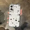 Aplicável à capa de celular Apple 17PROMAX estrelas preto e branco corações gatos cabeça de gato capa de orelha de gato tridimensional para iPhone18 16