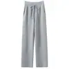 Nuevos Pantalones de Pierna Ancha de Cachemira para Mujer con Cordones Otoño Invierno Engrosados Con Bolsillos Modernos Suaves Versátiles Adelgazantes de Pierna Recta Pantalones Casuales
