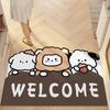 Alfombra de Entrada para Piso con Dibujos Animados de Perro Lindo para Hogar, Cortable, Antideslizante, Felpudo para Pasillo, Puerta, Resistente al Desgaste, Alfombra de Piso de Bucle de Seda