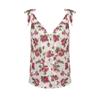 Elegante Top de Tirantes Elegante Nudo con Estampado de Grupo, Cuello en V, Sin Mangas, Chaleco, Falda Larga con Lazo