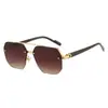 Gafas de Sol de Nuevo Estilo Transfronterizas para Hombre, Adecuadas para Conducir, Hacen que el Rostro Parezca Más Delgado, Protección UV, Gafas de Sol Cuadradas de Medio Marco de Gama Alta