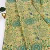 Novo Tecido Brocado Estampado Brilhante Estilo Chinês Azul-Ciano Floral Semelhante à Seda para Vestido Cheongsam Feminino Tecido Floral