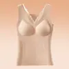 Camiseta térmica feminina com gola V em malha, sexy, leve e luxuosa, com bojos embutidos, eliminando a necessidade de sutiã, modeladora e afuniladora, e proporcionando calor