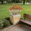 Adornos Artesanales Tallados Estilo Europeo, Macetas, Fibra de Vidrio con Piedra Arenisca, Esculturas de Figuras Occidentales, Recipientes para Flores, Macetas de Comercio Exterior